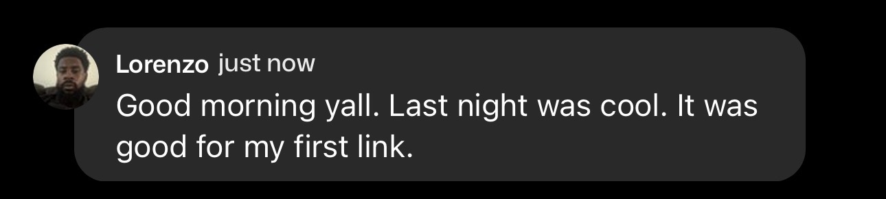 A member reflecting on their first link